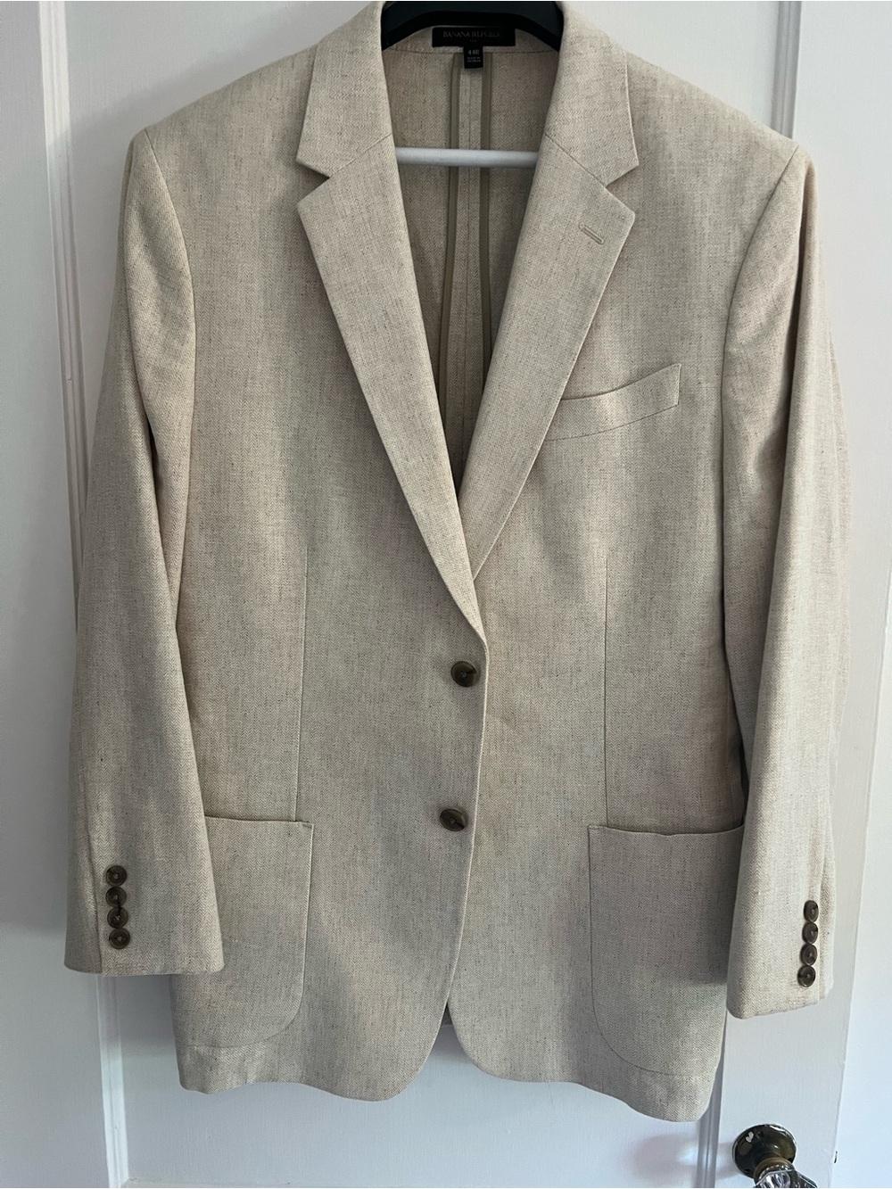 Banana Republic Herringbone Light Beige Linen-Blend Suit Jacket